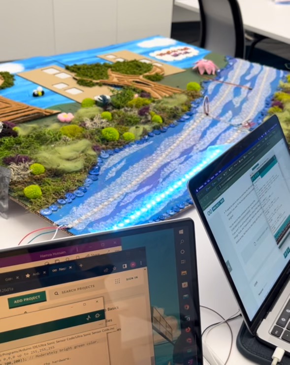 Interactive physical computing mural